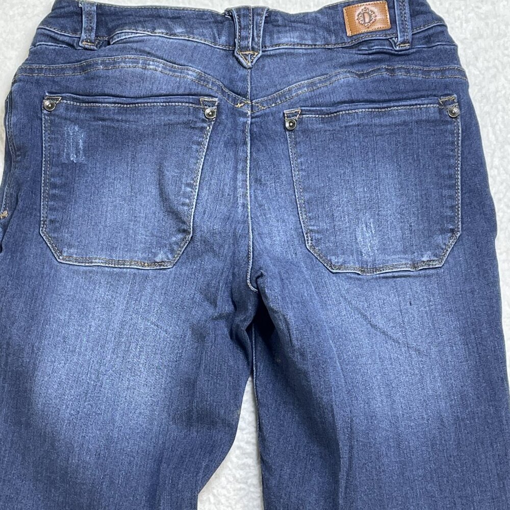 Democracy Jeans Womens 4 Blue Slim Straight Flood Leg Embroidered Low Rise 25x25 - Picture 4 of 13